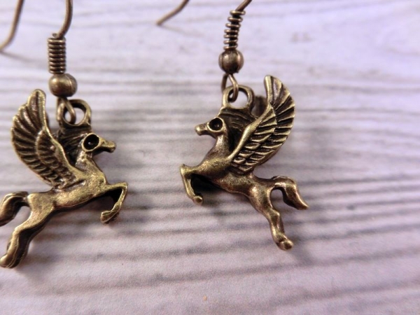 Pegasus Pferd Ohrringe bronzefarben Vintage horse